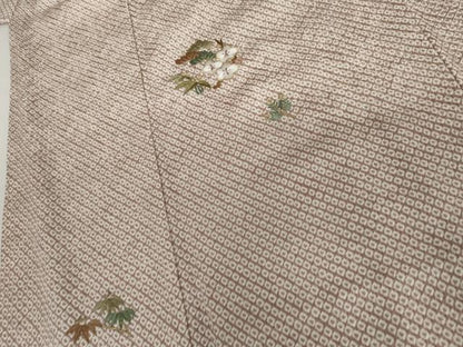 平和屋着物●訪問着　総絞り　刺繍　松竹梅丸文　金糸　正絹　逸品　AABI6114cs