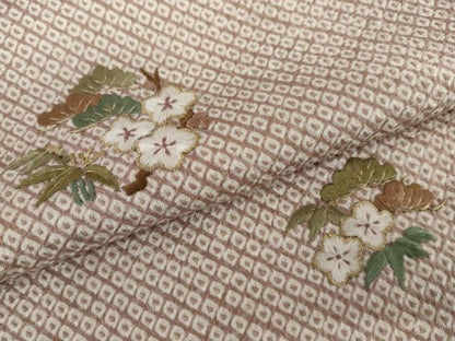 平和屋着物●訪問着　総絞り　刺繍　松竹梅丸文　金糸　正絹　逸品　AABI6114cs