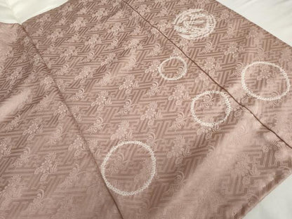 平和屋着物●訪問着　総絞り　刺繍　松竹梅丸文　金糸　正絹　逸品　AABI6114cs