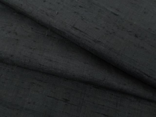 平和屋着物●男性　黒紋付　紬地　正絹　逸品　AABI6118cs