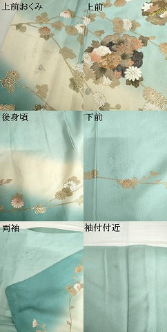 平和屋着物●訪問着　雪輪流水枝花文　暈し染め　金彩　正絹　逸品　AABI6121cs