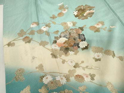 平和屋着物●訪問着　雪輪流水枝花文　暈し染め　金彩　正絹　逸品　AABI6121cs