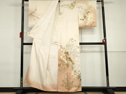 平和屋着物●訪問着　短冊草花文　暈し染め　金銀彩　正絹　逸品　AABI6123cs