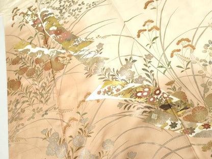 平和屋着物●訪問着　短冊草花文　暈し染め　金銀彩　正絹　逸品　AABI6123cs