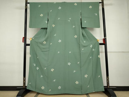 平和屋着物●上質な小紋　舞花文　正絹　逸品　未使用　AABI6124cs