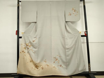 平和屋着物●訪問着　色紙重ね花唐草文　暈し染め　正絹　逸品　AABI6125cs
