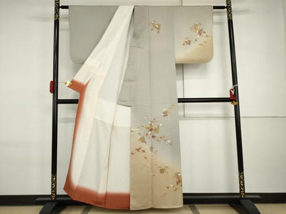 平和屋着物●訪問着　色紙重ね花唐草文　暈し染め　正絹　逸品　AABI6125cs