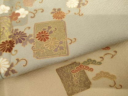 平和屋着物●訪問着　色紙重ね花唐草文　暈し染め　正絹　逸品　AABI6125cs
