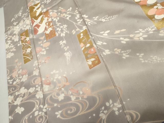 平和屋着物●訪問着　友禅　短冊飛鶴花文　暈し染め　金彩　銀糸　正絹　逸品　AABI6126cs