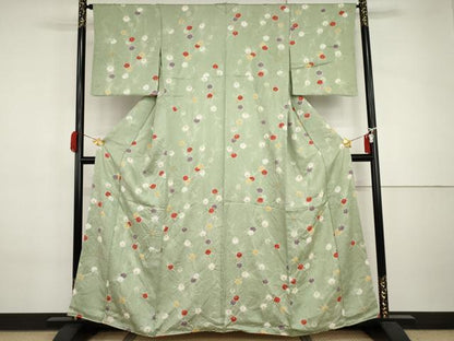 平和屋着物●上質な小紋　絞り　枝花文　金彩　正絹　逸品　未使用　AABI6129cs