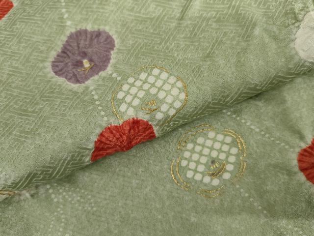 平和屋着物●上質な小紋　絞り　枝花文　金彩　正絹　逸品　未使用　AABI6129cs