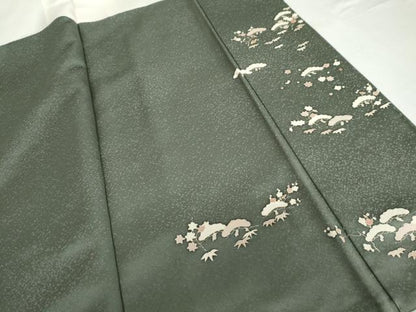 平和屋着物●訪問着　友禅　刺繍　扇面松竹梅文　金糸　金彩　正絹　逸品　AABI6130cs