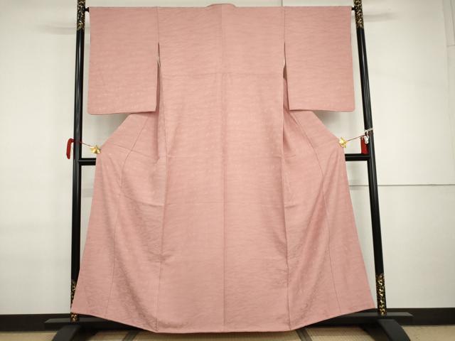 平和屋着物●上質な色無地　流水地紋　紅梅色　正絹　逸品　AABI6132cs