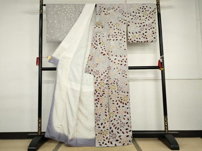 平和屋着物●訪問着　作家物　満夫　枝花文　三越扱い　正絹　逸品　AABI6133cs