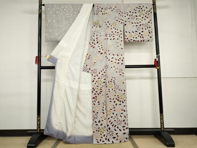 平和屋着物●訪問着　作家物　満夫　枝花文　三越扱い　正絹　逸品　AABI6133cs