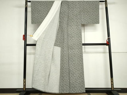 平和屋着物▽上質な小紋　単衣　型染め　飛鶴文　正絹　逸品　未使用　AABI6134cs