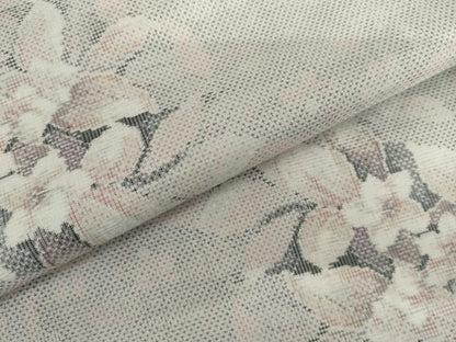 平和屋着物▽本場大島紬　単衣　白大島　9マルキ　草花文　正絹　逸品　AABI6135cs