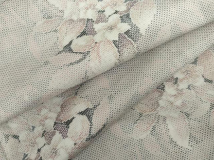 平和屋着物▽本場大島紬　単衣　白大島　9マルキ　草花文　正絹　逸品　AABI6135cs