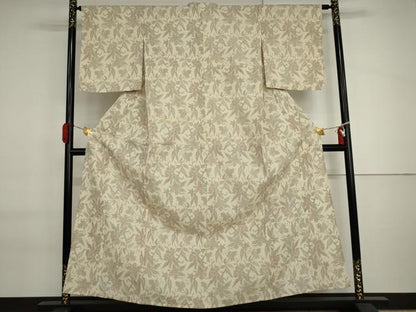 平和屋着物▽本塩沢　単衣　花唐草文　正絹　逸品　AABI6137cs