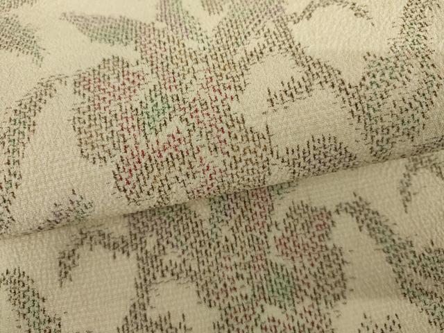 平和屋着物▽本塩沢　単衣　花唐草文　正絹　逸品　AABI6137cs