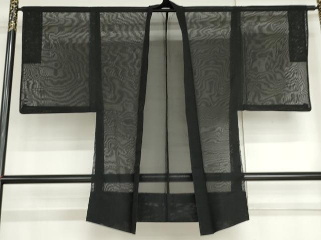平和屋着物▽男性　羽織　スリーシーズン　春夏秋　塵除け　黒地　正絹　逸品　AABI6138cs