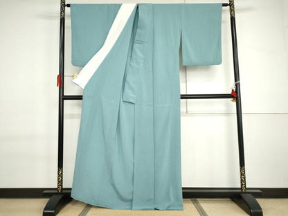 平和屋着物▽上質な色無地　単衣　瓶覗色　鬼しぼ縮緬　正絹　逸品　AABI6139cs