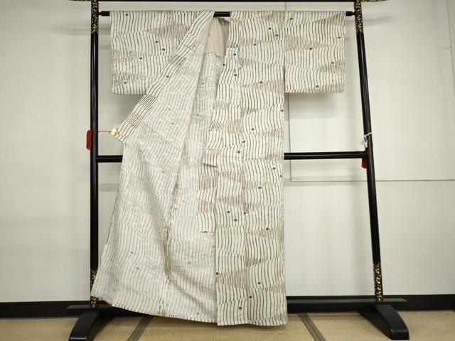 平和屋着物▽小紋　単衣　舞菱文　洗える着物　AABI6140cs