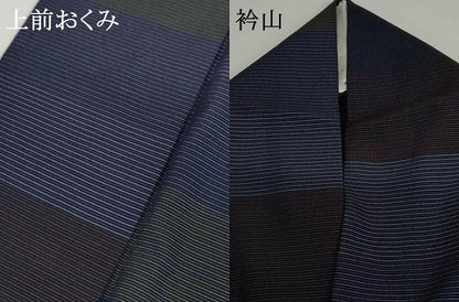 平和屋着物▽上質な小紋　単衣　横段文　正絹　逸品　AABI6142cs
