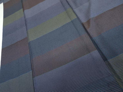 平和屋着物▽上質な小紋　単衣　横段文　正絹　逸品　AABI6142cs