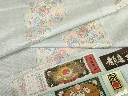 平和屋着物▽都喜ヱ門　本場大島紬　単衣　白大島　9マルキ　伊万里の詩　藤絹織物謹製　証紙付き　正絹　逸品　未使用　AABI6146cs