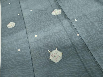 平和屋着物▽小紋　単衣　草花文　暈し染め　さんび謹製　洗える着物　AABI6150cs