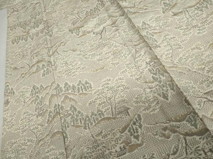 平和屋着物▽上質な紬　単衣　樹林風景文　正絹　逸品　AABI6151cs