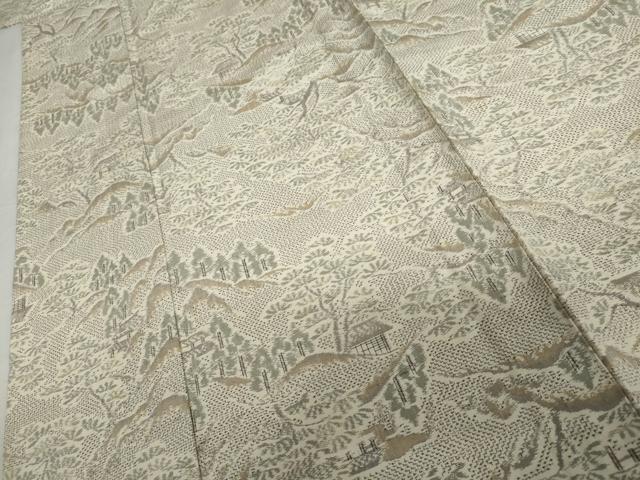 平和屋着物▽上質な紬　単衣　樹林風景文　正絹　逸品　AABI6151cs