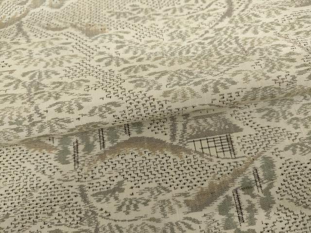 平和屋着物▽上質な紬　単衣　樹林風景文　正絹　逸品　AABI6151cs