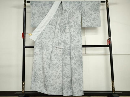 平和屋着物▽小紋　単衣　枝花文　洗える着物　AABI6158cs