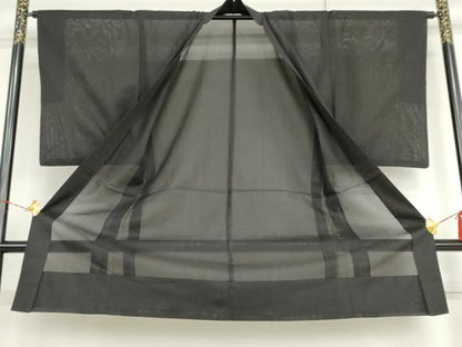 平和屋着物▽男性　長羽織　スリーシーズン　春夏秋　塵除け　黒地　正絹　逸品　AABI6159cs