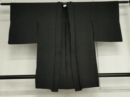 平和屋着物▽羽織　スリーシーズン　春夏秋　塵除け　葉尽くし　黒地　正絹　逸品　AABI6161cs
