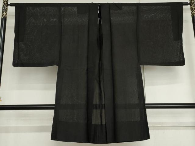 平和屋着物▽男性　長羽織　スリーシーズン　春夏秋　塵除け　黒地　正絹　逸品　AABI6164cs
