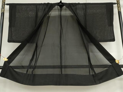 平和屋着物▽男性　長羽織　スリーシーズン　春夏秋　塵除け　黒地　正絹　逸品　AABI6164cs