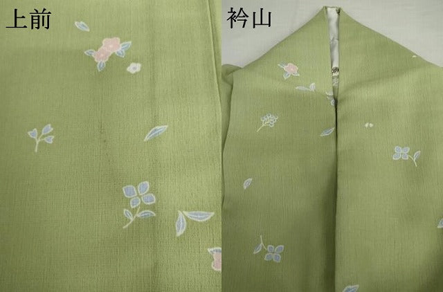 平和屋着物▽小紋　単衣　草花文　洗える着物　AABI6165cs