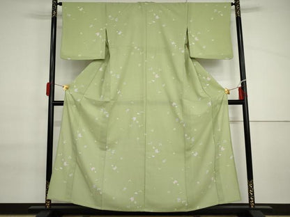 平和屋着物▽小紋　単衣　草花文　洗える着物　AABI6165cs