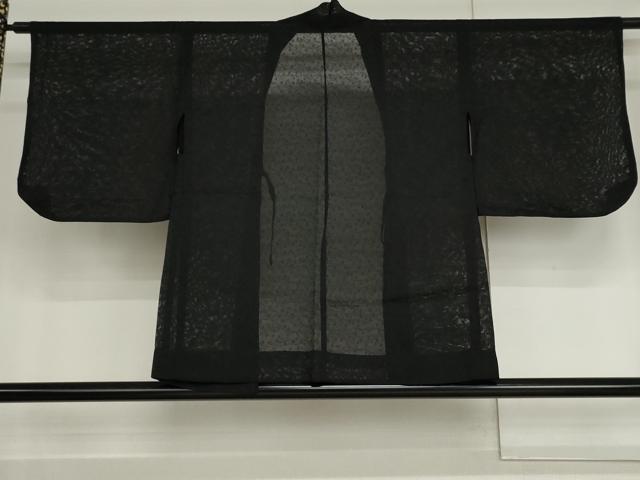 平和屋着物▽羽織　スリーシーズン　春夏秋　塵除け　枝葉紋紗　黒地　正絹　逸品　AABI6167cs