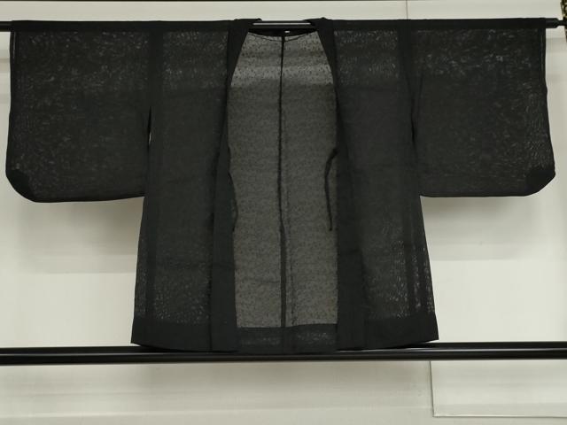 平和屋着物▽羽織　スリーシーズン　春夏秋　塵除け　枝葉紋紗　黒地　正絹　逸品　AABI6167cs
