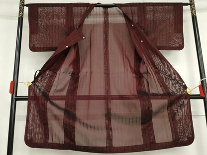 平和屋着物▽道行コート　スリーシーズン　春夏秋　塵除け　縞　正絹　逸品　AABI6168cs