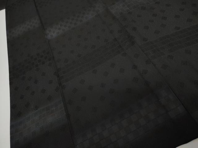 平和屋着物▽訪問着　単衣　粋人舎　源氏香横段文　暈し染め　黒地　反端付き　正絹　逸品　AABI6172cs