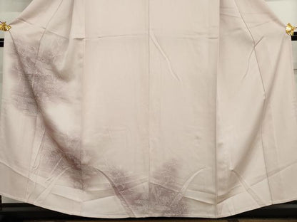 平和屋着物▽訪問着　単衣　刺繍　渡り橋松竹梅文　暈し染め　正絹　逸品　AABI6174cs