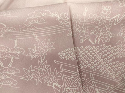 平和屋着物▽訪問着　単衣　刺繍　渡り橋松竹梅文　暈し染め　正絹　逸品　AABI6174cs