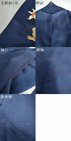 平和屋着物▽訪問着　単衣　狛犬　唐子　金彩　正絹　逸品　AABI6176cs