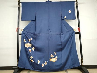 平和屋着物▽訪問着　単衣　狛犬　唐子　金彩　正絹　逸品　AABI6176cs