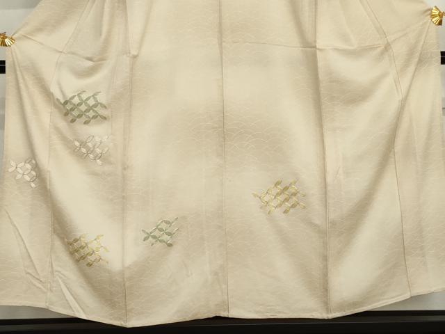 平和屋着物▽訪問着　単衣　駒刺繍　芝に七宝　暈し染め　正絹　逸品　AABI6180cs